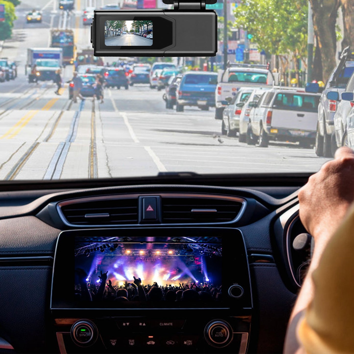 1Pc 2K HD Front Dash Cam For Car With IPS Screen Night Vision Loop Recording Included 32G Storage Card.
