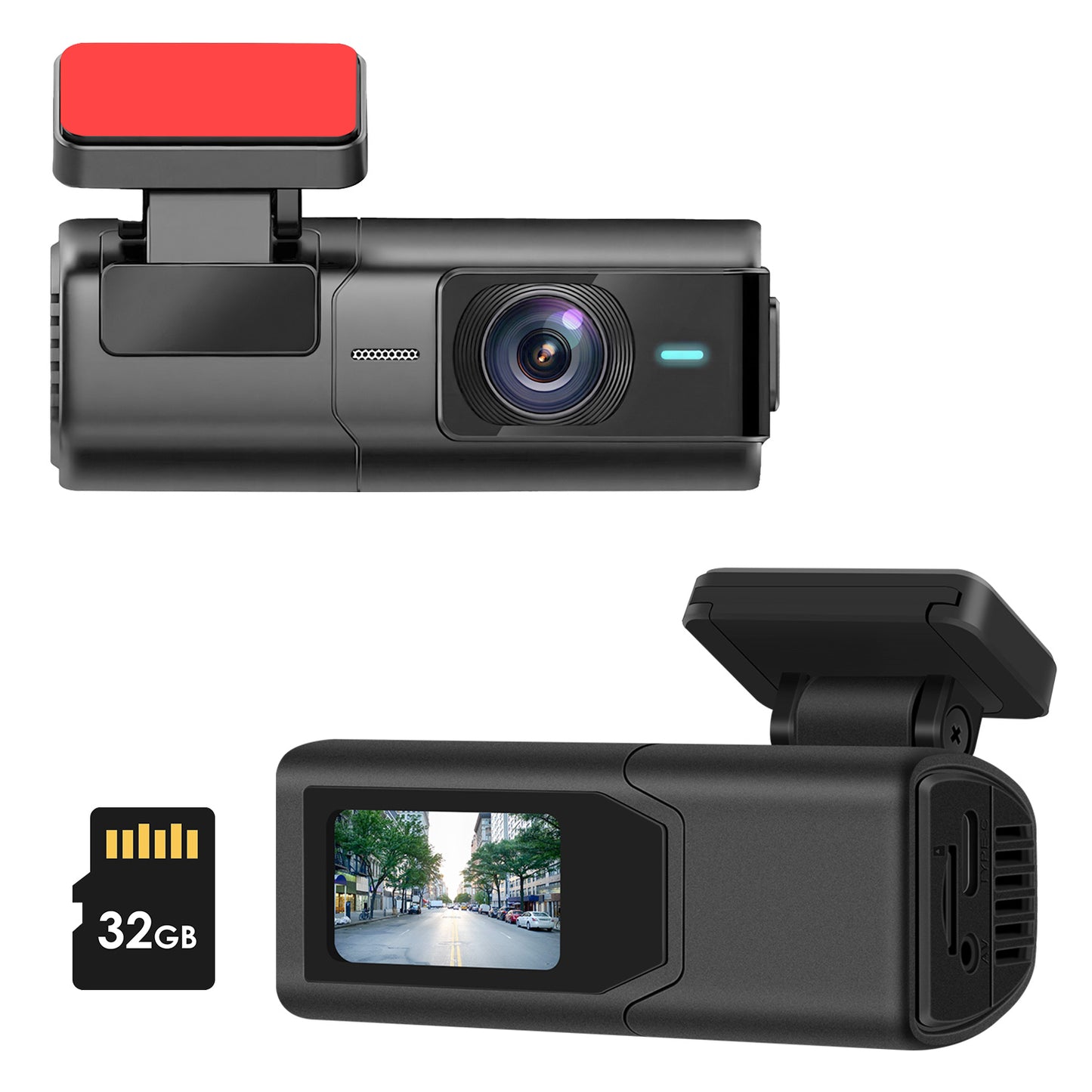 1Pc 2K HD Front Dash Cam For Car With IPS Screen Night Vision Loop Recording Included 32G Storage Card.