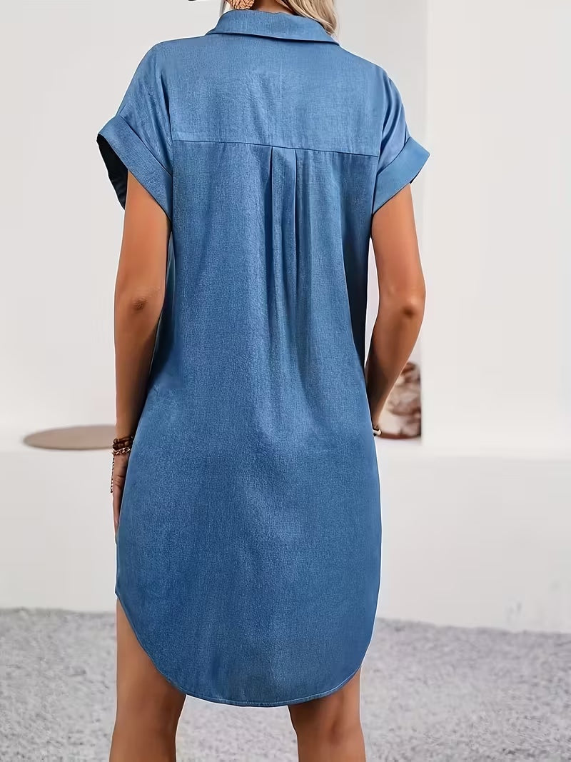 European And American Style Comfortable Casual Denim Shirt Dress