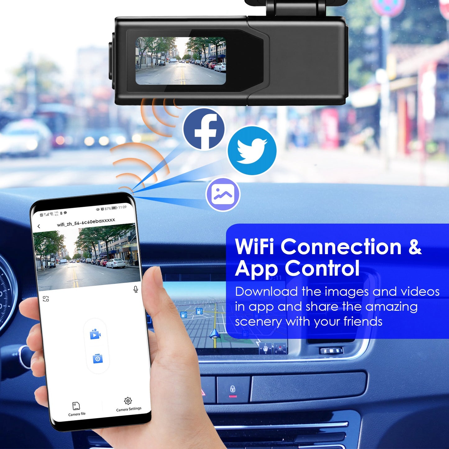 1Pc 2K HD Front Dash Cam For Car With IPS Screen Night Vision Loop Recording Included 32G Storage Card.