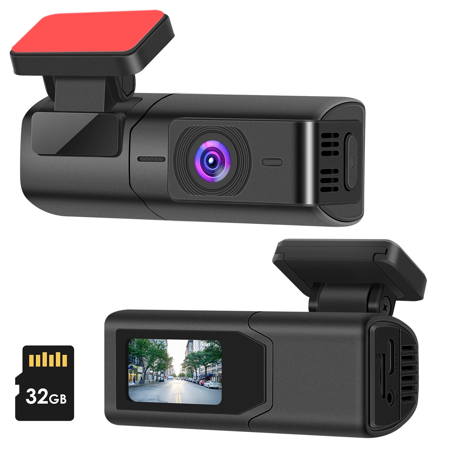 1Pc 2K HD Front Dash Cam For Car With IPS Screen Night Vision Loop Recording Included 32G Storage Card.